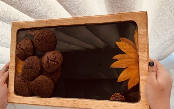 Sunflower wooden serving tray