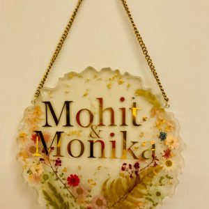 Blooming resin name plate