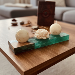 Resin wood candle holder