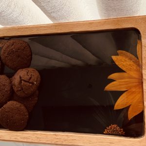 Wooden Resin Sunflower Painting Serving Tray