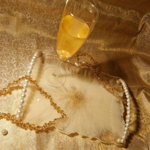 White-Gold Royal Self-Blooming Resin Tray