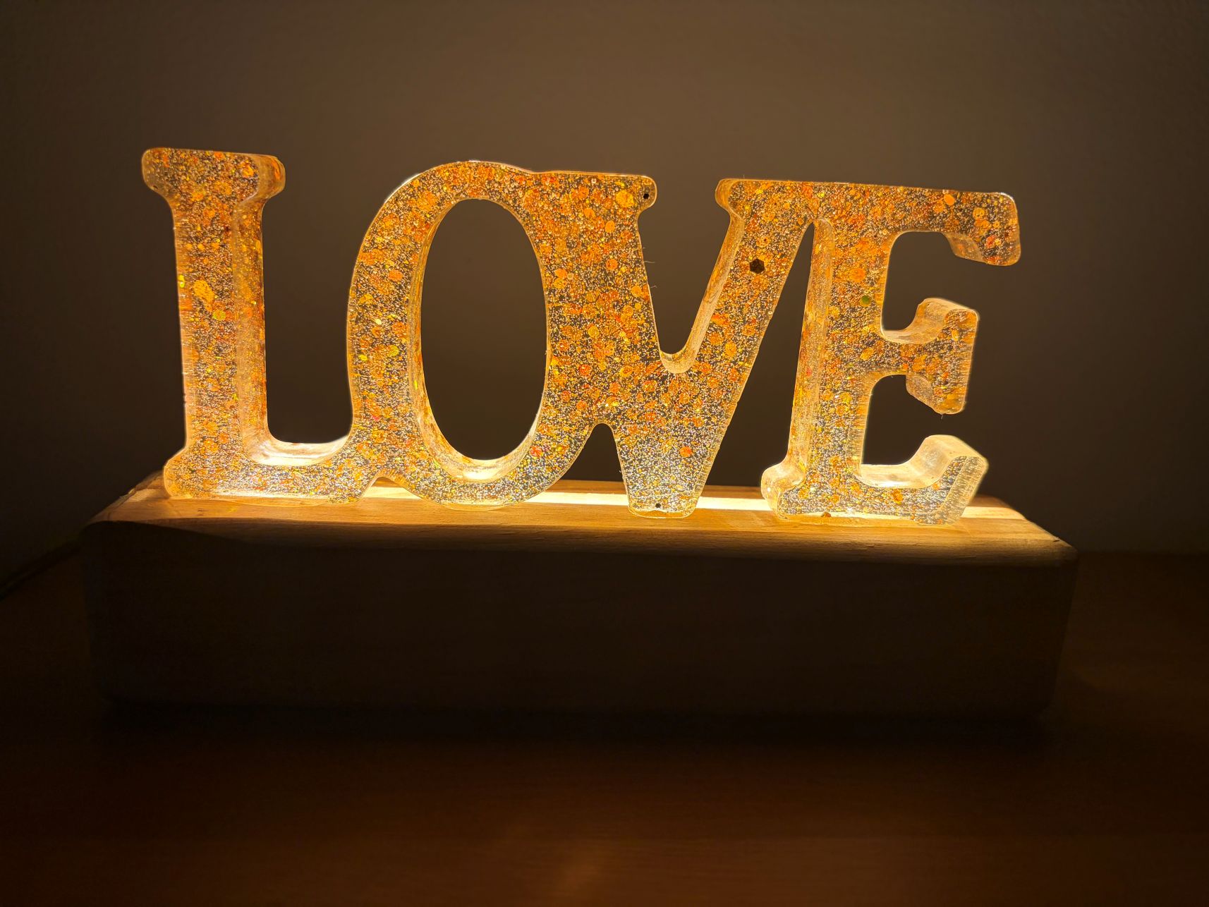 Shine with love resin lamp