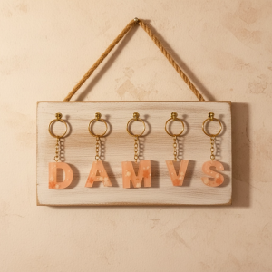 Aqua & Peach Resin Flower Key Ring