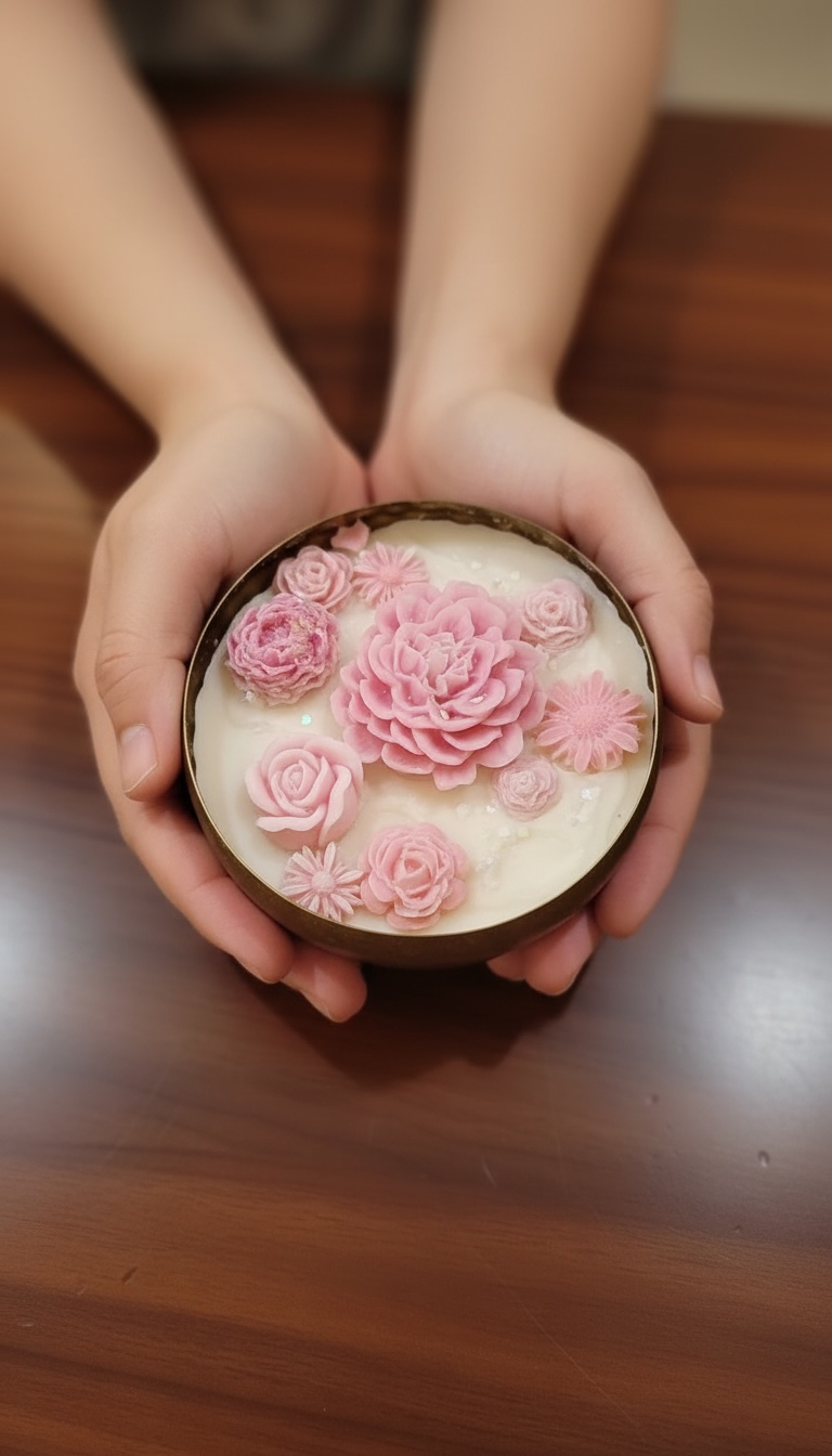 Purple blossom candle