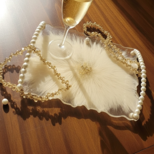 White-Gold Royal Self-Blooming Resin Tray