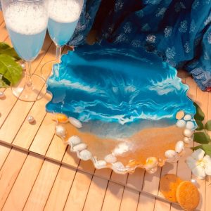 Resin Sea Art Centerpiece – 14 Inches | Ocean-Themed Home Décor