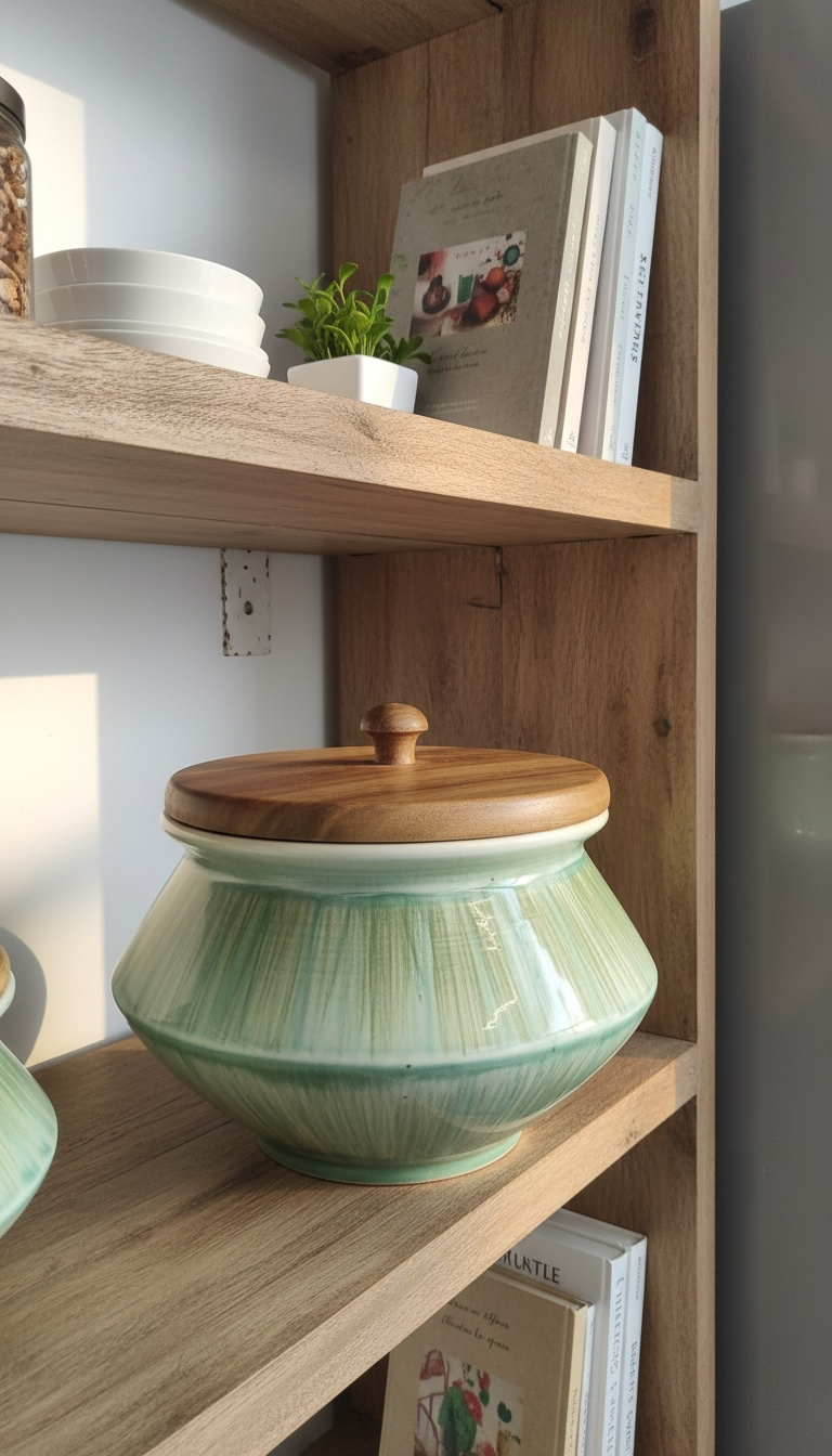 Ceramic Handi Set of 3 with Wooden Lids - Image 3