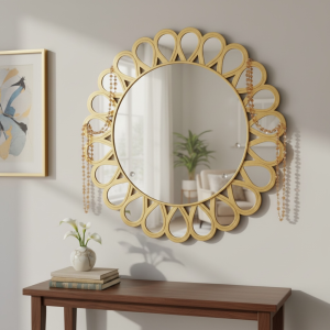 Golden mirror perfect for beauty