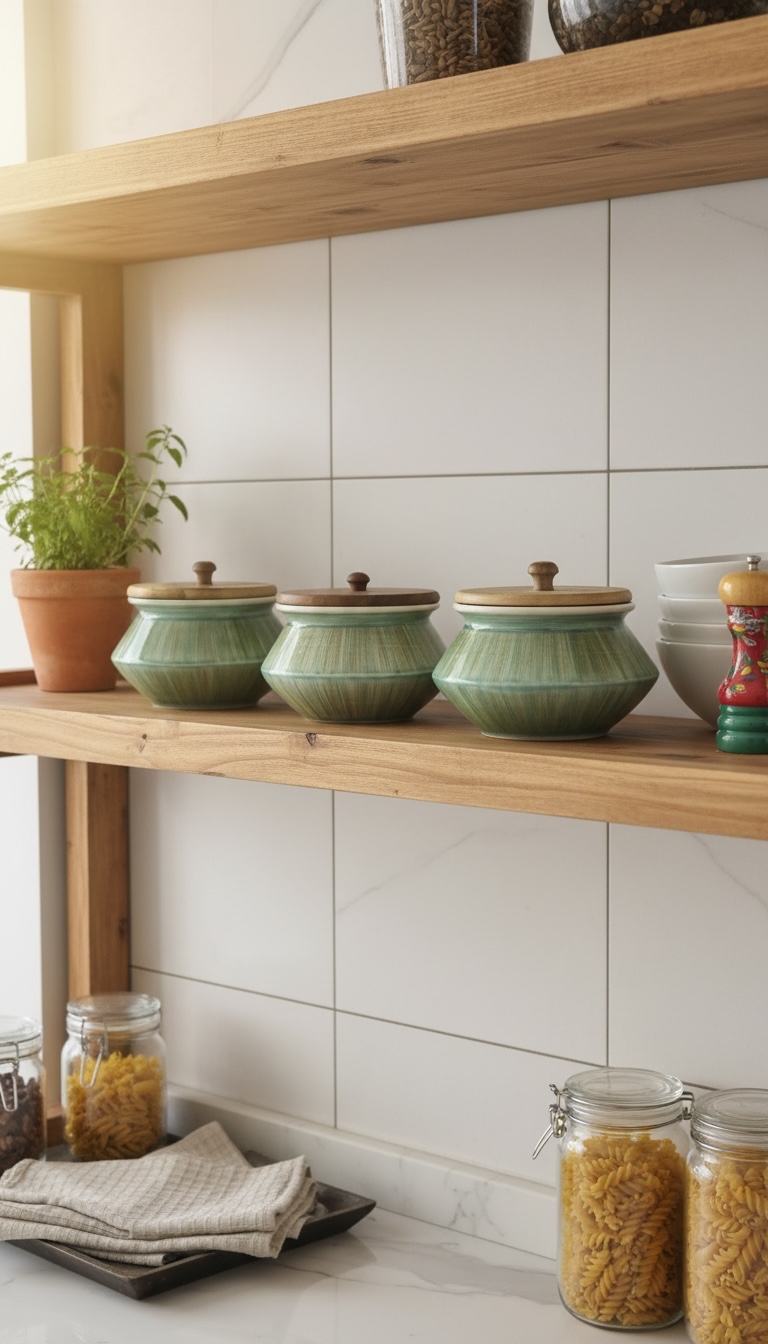 Ceramic Handi Set of 3 with Wooden Lids - Image 4