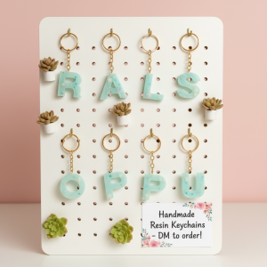 Aqua Initial Charm Keychain