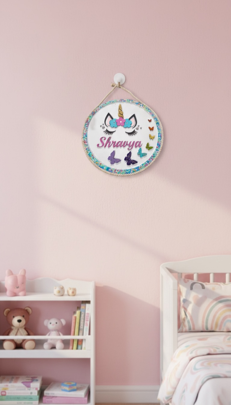 Magical Unicorn Kids Name Board ✨