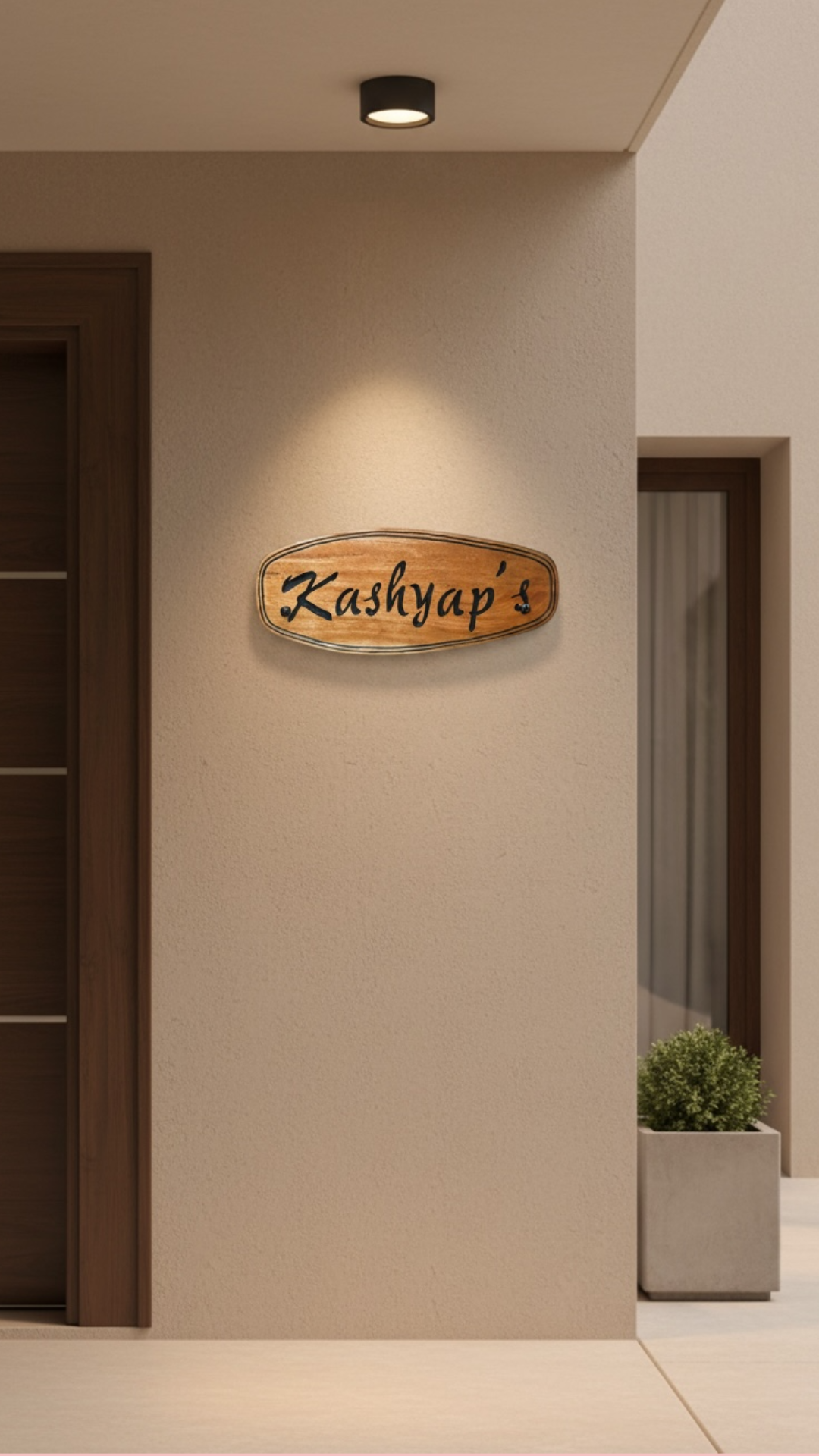 Personalized Natural Wood Engraved Name Plate – Premium Oval House Sign - Image 2