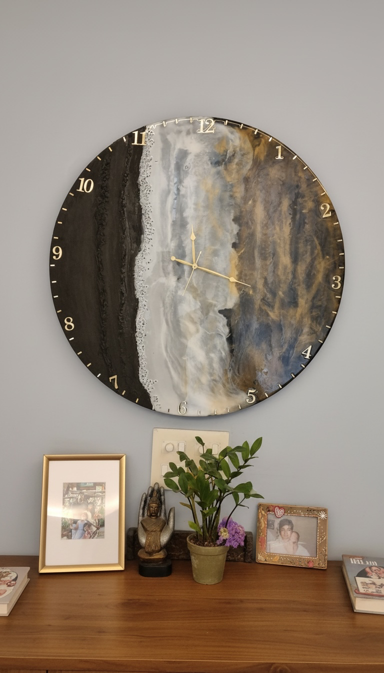 Ocean Mist Luxury Resin Wall Clock - Image 5