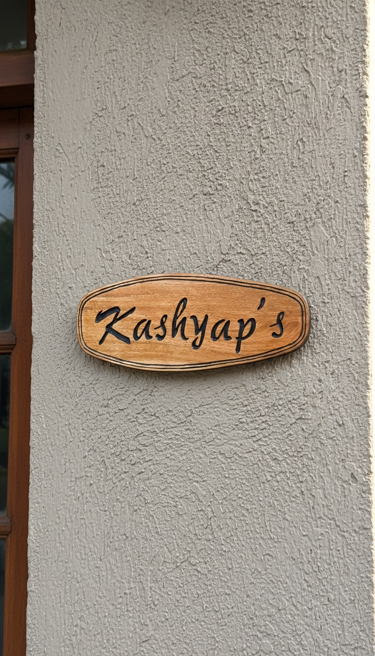 Personalized Natural Wood Engraved Name Plate – Premium Oval House Sign - Image 4