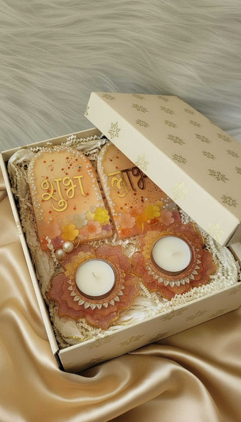 Shubh Labh – The Blessings Hamper A handcrafted resin festive gift set - Image 3